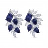 Sapphire & Diamond Flower Corsage Earrings