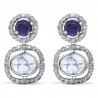 Polki Uncut Diamond & Sapphire Halo 2-Stone Earrings