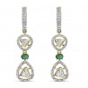 Polki Uncut Diamond & Emerald Dangle C-Hoop Earrings