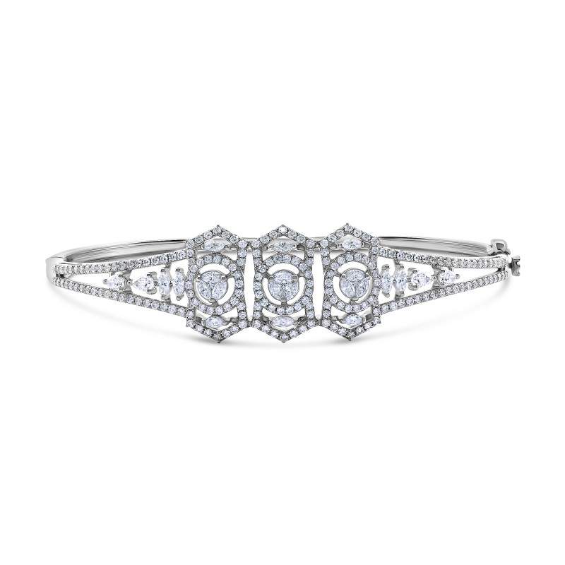 Diamond Openwork Art Deco Bangle Bracelet