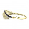 Blue Sapphire & Diamond Trellis Multi-Row Bangle Bracelet