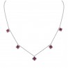Ruby & Diamond Flower Station Charm Necklace