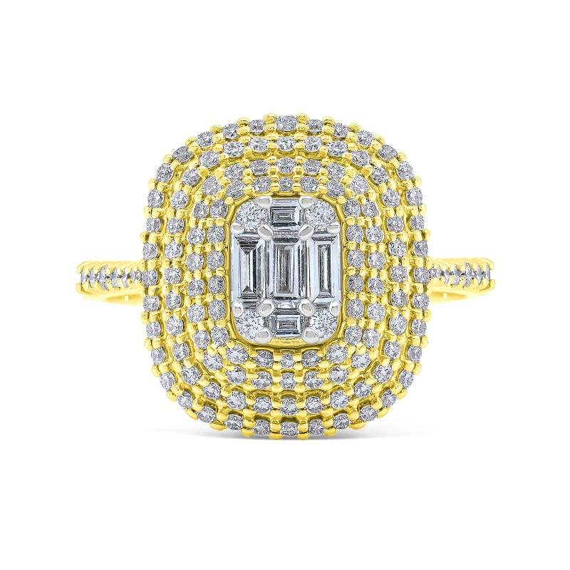 Diamond Stacked Multi-Halo Cathedral Cocktail Ring