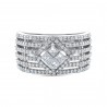 Diamond Princess Square Cluster Basket Multi-Row Engagement Ring