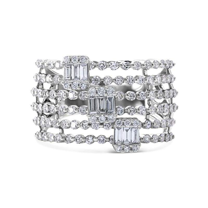 Diamond Baguette Multi-Row Stacked Ring