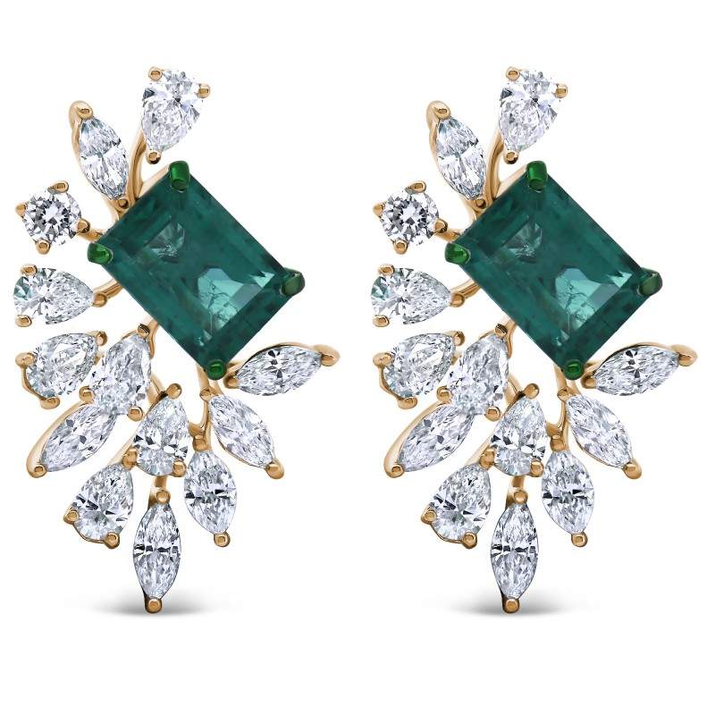 Emerald & Diamond Corsage Earrings