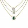 Emerald & Diamond Three-Pendant Layering Necklace