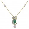 Polki Uncut Diamond Flower & Emerald Pearl Necklace