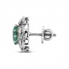 Emerald & Polki Uncut Diamond Flower Stud Earrings