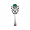 Emerald & Polki Uncut Diamond Three-Stone Halo Ring
