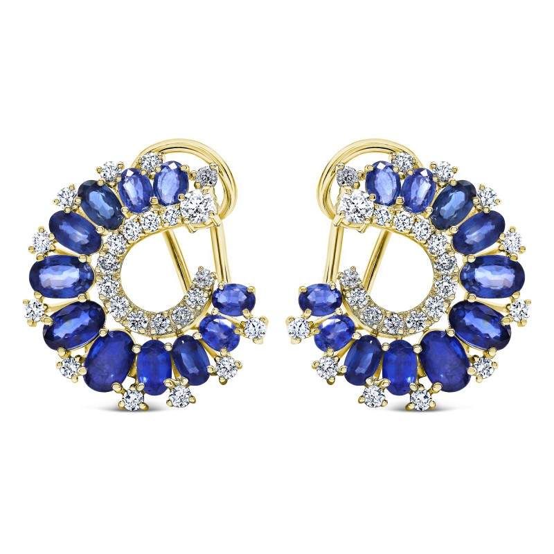 Sapphire & Diamond Front Facing Earrings