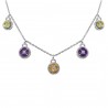 Gemstone & Diamond Drop Charm Station Necklace