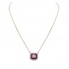Ruby & Diamond Cushion Halo Necklace