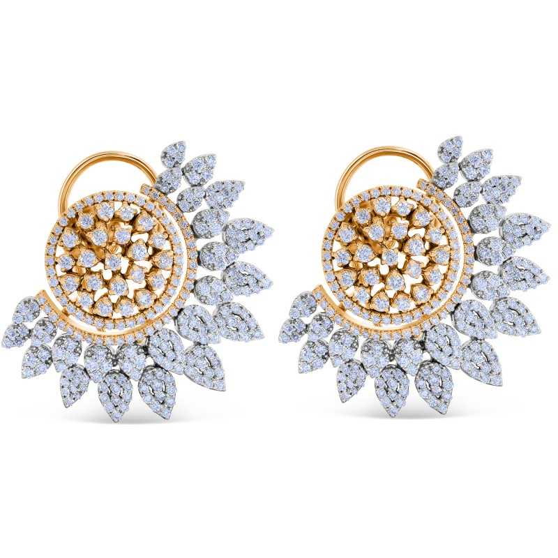 Diamond Snowflake Mandala Cluster Earrings
