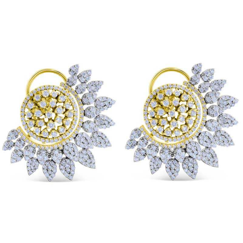 Diamond Snowflake Mandala Cluster Earrings