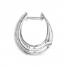 Diamond Multi-Row Oblong Oval Hoop Earrings