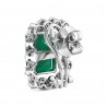 Simulated Emerald & Diamond Lace Cluster Omega Earrings