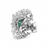 Simulated Emerald & Diamond Double Lace Halo Vintage Earrings