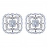 Diamond Flower Lace Cluster Screw Back Earrings