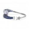Sapphire, White Pearl & Diamond Corsage Bypass Bangle Bracelet