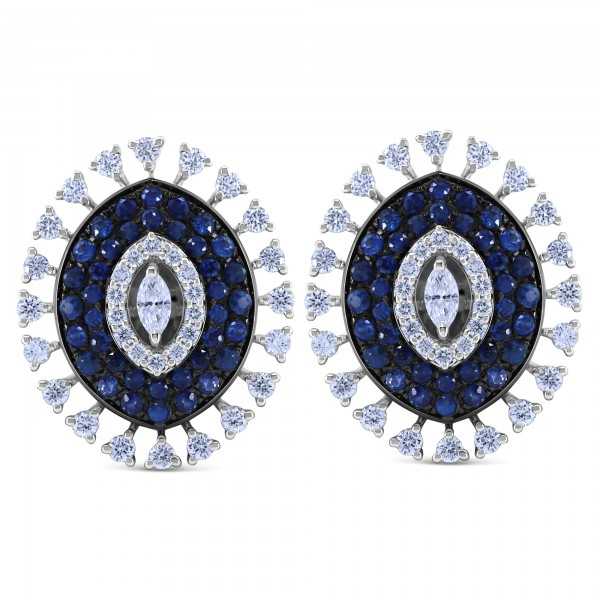Blue Sapphire & Diamond Oval…
