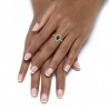 Simulated Emerald & Miracle Natural Diamond Flower Cluster Ring
