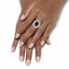 Onyx Blue Sapphire & Natural Diamond Icicle Anniversary Ring