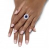 Simulated Blue Sapphire & Natural Diamond Blooming Flower Ring