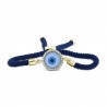 Diamond & Enamel Evil Eye Blue Cord Bolo Bracelet