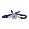 Diamond & Enamel Evil Eye Blue Cord Bolo Bracelet