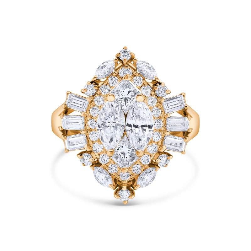 Diamond Marquise Fan Cluster Ring