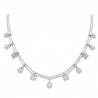 Diamond Pear & Rectangle Double-Layer Station Necklace
