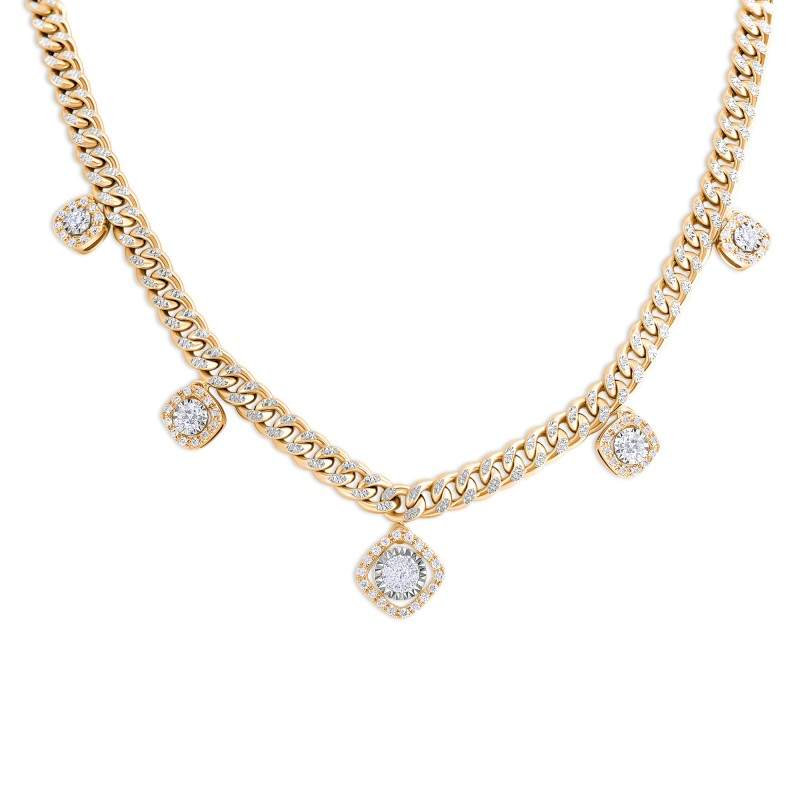 Diamond Miracle Illusion Curb Chain Station Necklace