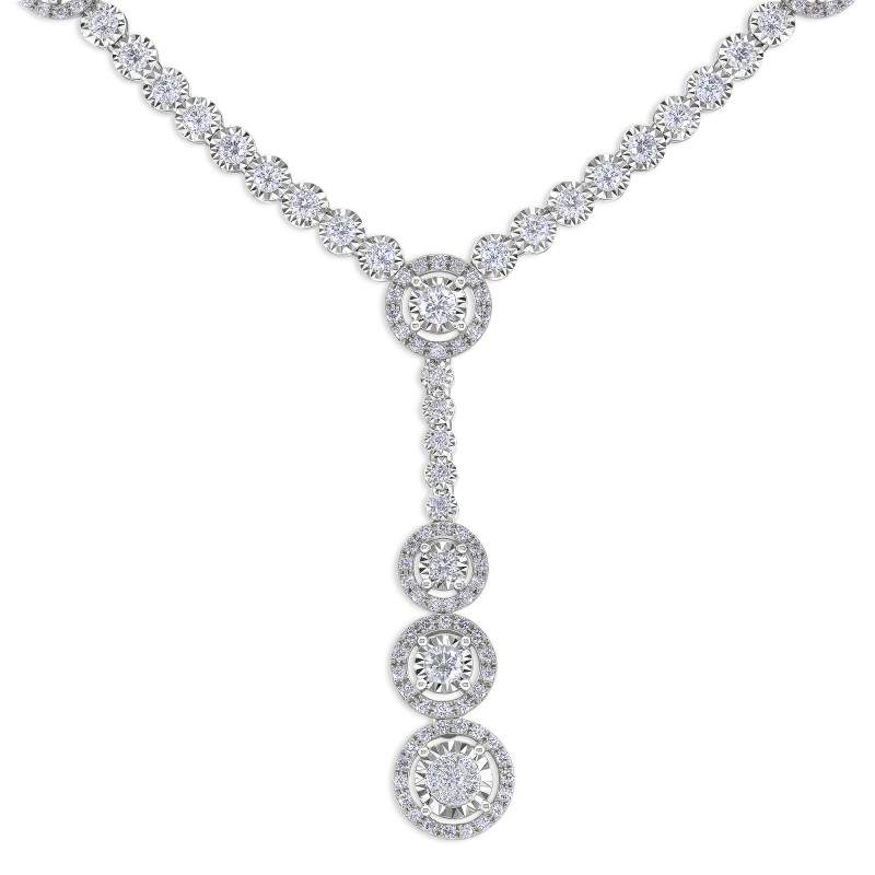 Diamond Halo Cluster Y-Necklace